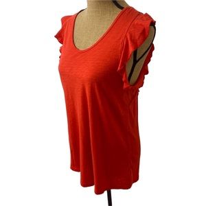 Anthropologie T.la Women’s Shirt T-shirt Size S Ruffles on Back and sleeves.Red.